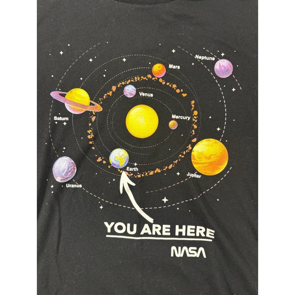 NASA Boys You Are Here Solar System Graphic T-Shirt Black Size 8 16HGT0188 - Picture 2 of 8